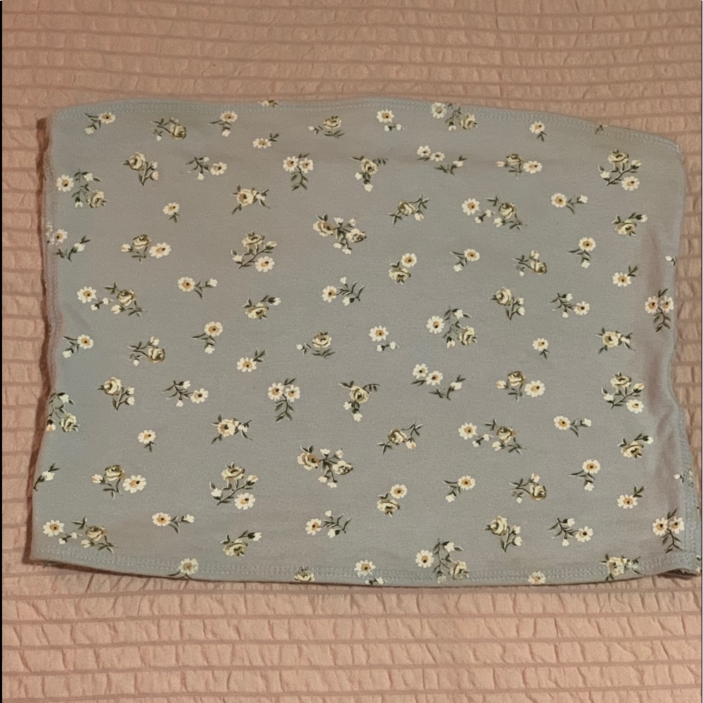Baby Blue Hollister Tube top with flowers